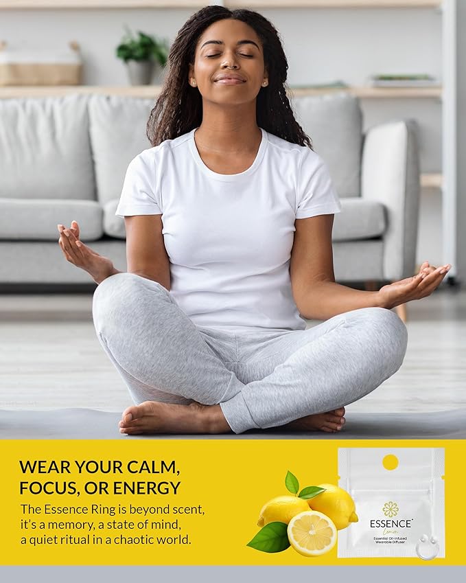 Essence Wearable Aromatherapy Nasal Diffuser – Lemon Essential Oil Nose Ring Silicone Inhaler for Stress & Mood Support - Made in USA & Travel-Friendly