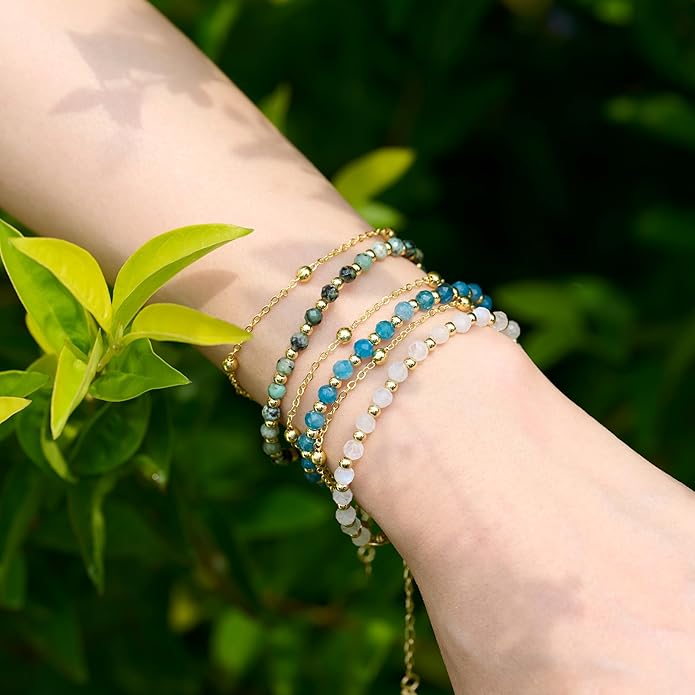 Farfume Crystal Bracelet Beaded Bracelets for Women 4mm Natural Stone Beads Gemstone Handmade Anxiety Jewelry Gifts