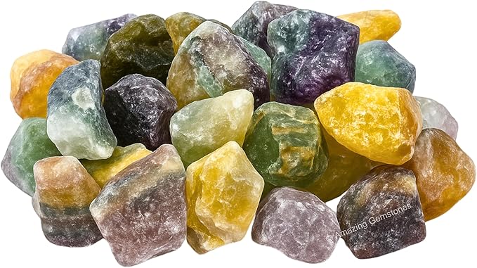 Amazing Gemstone Fluorite Raw Crystals and Healing Stones, Natural Rocks for Tumbling - DIY Raw Stones and Crystals, 2 Pieces
