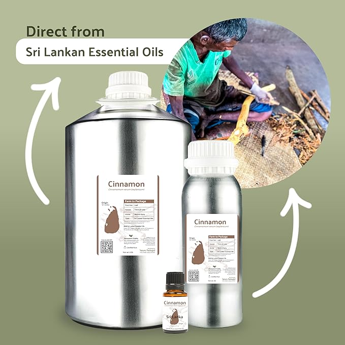 Cinnamon Essential Oil - Direct from Sri Lankan Essential Oils - 100% Pure - Natural Aceite de Canela for Aromatherapy & Wellness - Premium Grade (8oz)