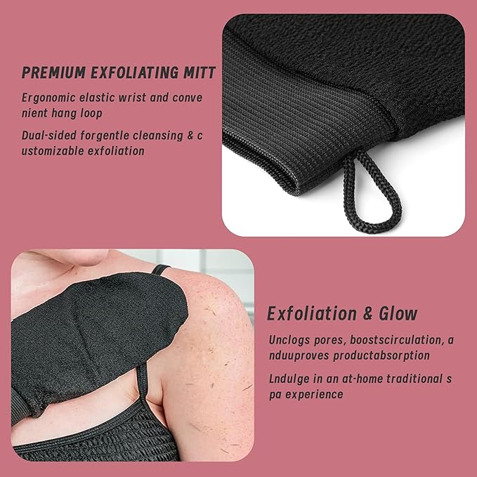 Rose Body Scrub Gift Set - 35 Packets & 2 Pcs Exfoliating Gloves,Exfoliating & Moisturizing Sugar Scrub for Face & Body, Self Care Gifts for Women