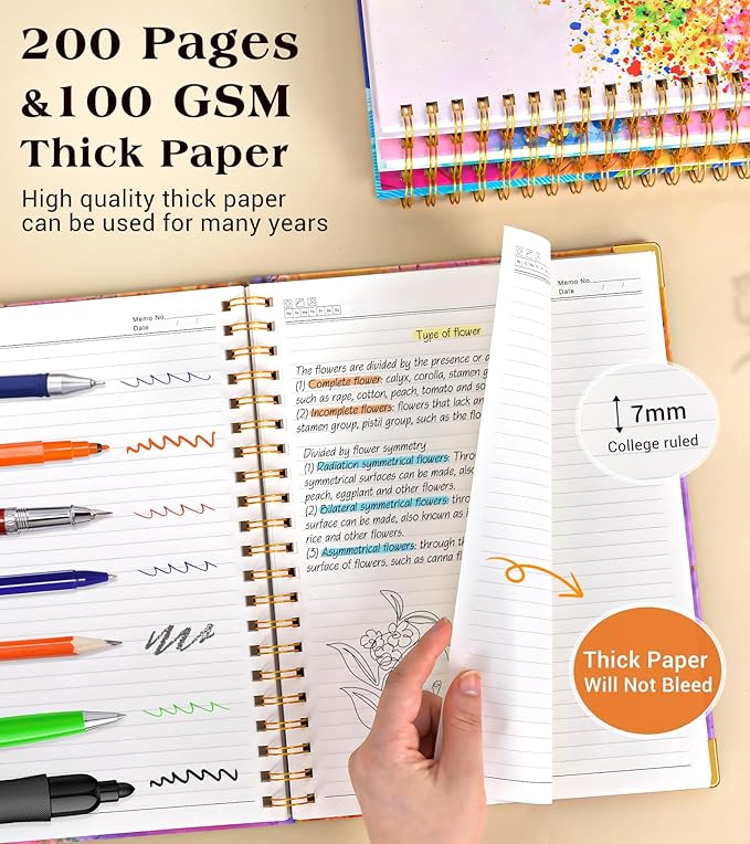 Lined Spiral Notebook Journal for Women, 200 Pages Cute Notebooks 8.5” x 11”, A4 Large Hardcover Spiral Journals with 100 GSM Thick Paper, College Ruled Notebook for Writing Work School, Autumn Tree