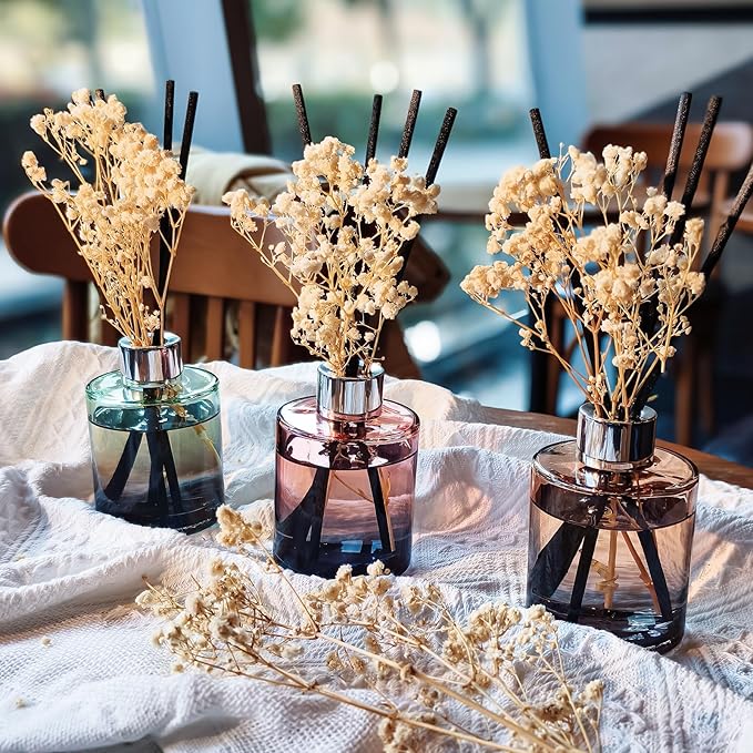 Brakula 3 Pack Reed Diffuser, Oil Diffuser Sticks, Fresh Linen, Eucalyptus&Wild Mint, Lavender Vanilla (4 fl oz Each Pack), Home Fragrance with 18 Sticks, Home Decor, Reed diffusers for Home