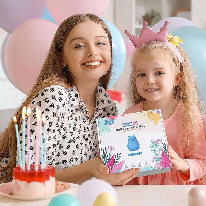 SHUCHING 9 PCS XXL Bear Bath Bombs with Surprise Inside, Natural and Organic Bubble Bath Fizzy Balls, Birthday Christmas Halloween Gifts Set