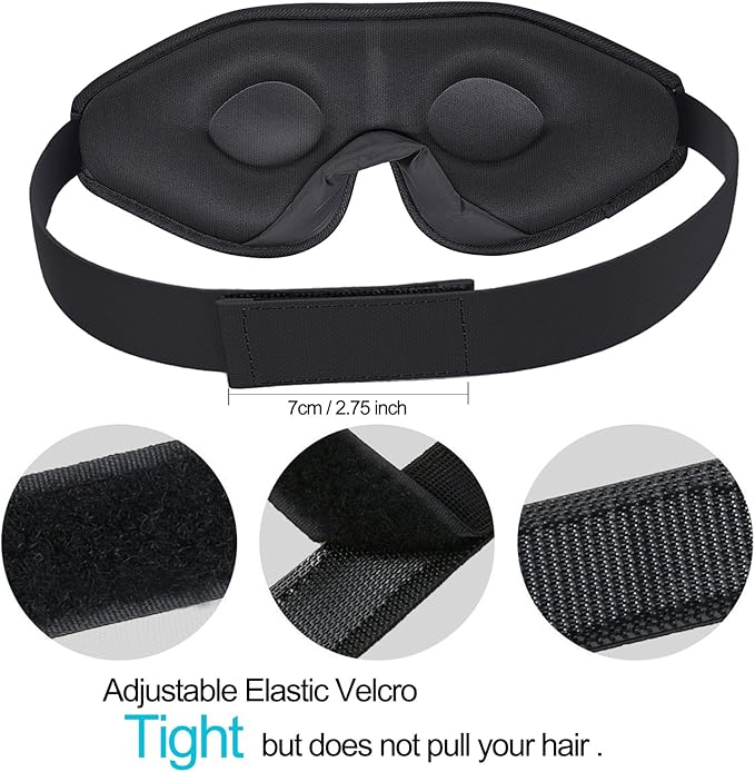 Adjustable Eye Sleep Mask - LYOOLY 2 Pack Upgraded 3D Contoured Sleeping Masks for Men Women - 100% Blackout Eye Shades Blindfold Eye Cover for Complete Darkness and Free Movement of The Eyes (Blue)