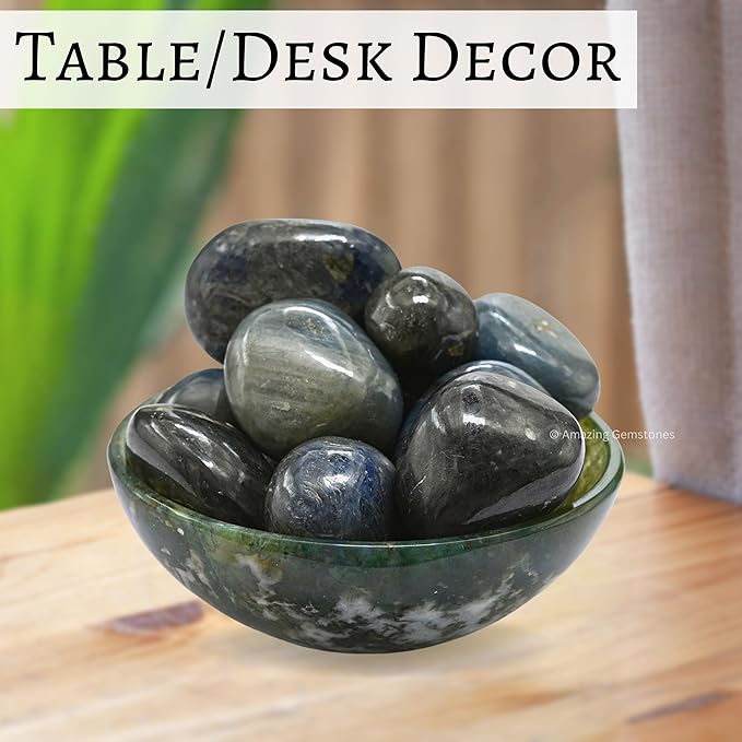 Amazing Gemstone Blue Sapphire Crystals and Healing Stones Tumbled - 1 oz Blue Sapphire Stone, Natural Healing Stones for Energy Balance, Stress Relief - Premium Polished Gems Rocks for Meditation