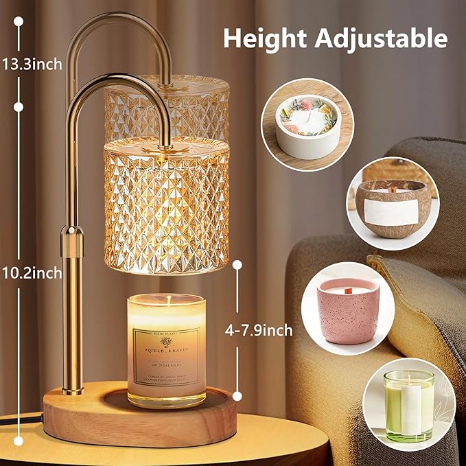 Candle Warmer Lamp with Timer & Dimmable – Elegant Wax Melter for Jar Candles, Auto-Off 2H/4H/8H Housewarming & Birthday Gift for Women/Mom, Home Decor Essentials