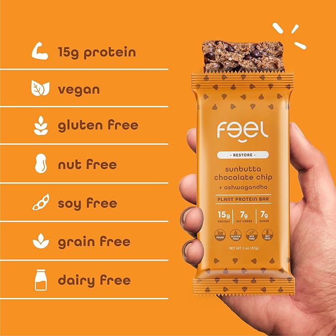 Feel Vegan Protein Bars | Variety Pack | Keto | Gluten Free | Organic | 15g Protein | Low Carb | Dairy Free | 6 Flavors | Non GMO | Soy Free | Grain Free – 6 Pack