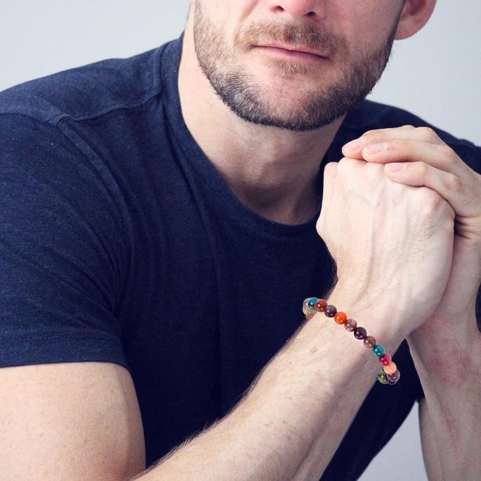 Energy Protection Crystal Handmade Adjustable Bead Bracelet Perfect for Men, Women’s Gift - Gemstone Healing Stretch Bracelet Pulsera Para Hombre Mujer Stocking Stuffer