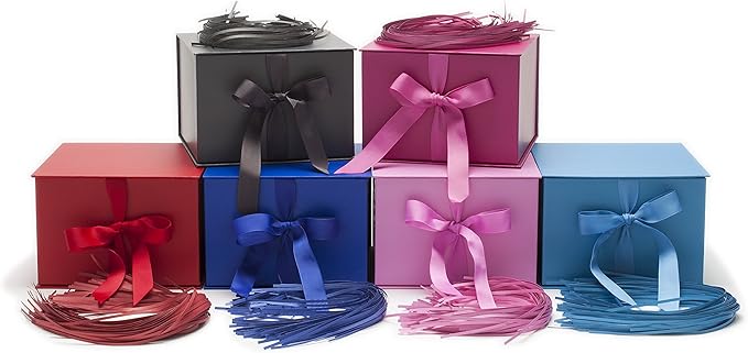 Hallmark Medium Gift Box with Lid and Shredded Paper Fill (Gray 7 inch Box) for Weddings, Graduations, Birthdays, Father's Day, Groomsmen Gifts, All Occasion