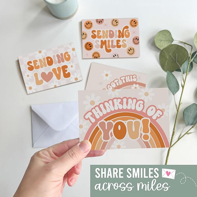 Hadley Designs Thinking of You Cards with Envelopes - 24 Hello Greeting Cards Thinking of You Card for Men & Women Bulk, Blank Encouragement Card for Kids, Just Because Cheerful Encouraging Notecards