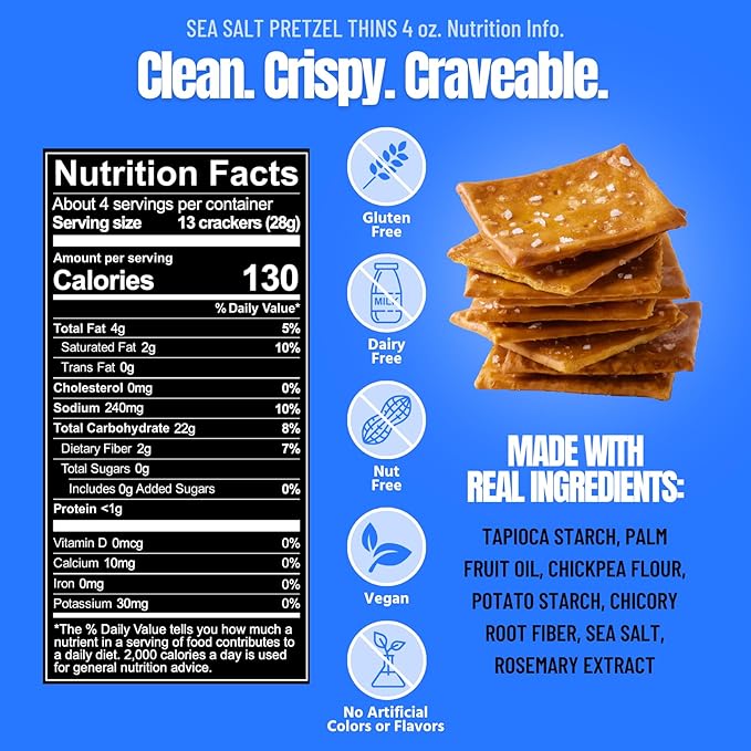 Every Body Eat Snack Pretzel Thins, Allergen Friendly, Vegan, Gluten Free and Dairy Free (6 Count, Pretzel)