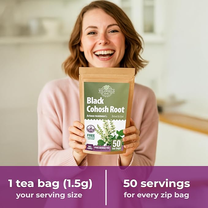 50 bags Black Cohosh Tea Black Cohosh Root Herbal Tea (Actaea racemosa) - 50 Count 2 g Tea Bags Herb Tea Cohosh