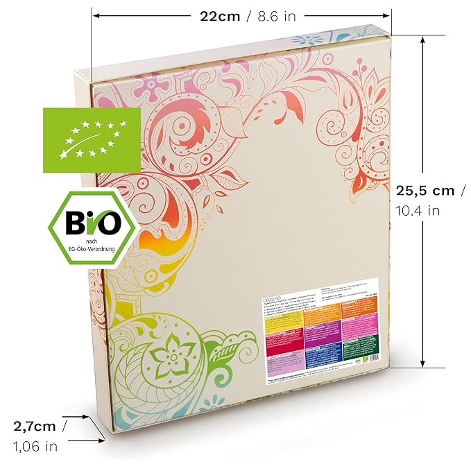 Creano Organic Fruit Tea - Herbal Tea Gift Set – 27 Organic Tea Bags in 9 Dreamy Varieties – 54 g