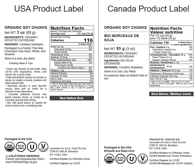 Food to Live Organic Soy Chunks 3 Ounces, – Unsalted Nuggets, High Protein. Plant-Based. Meat Alternate Substitute. Non-GMO. Vegan, Kosher, Bulk