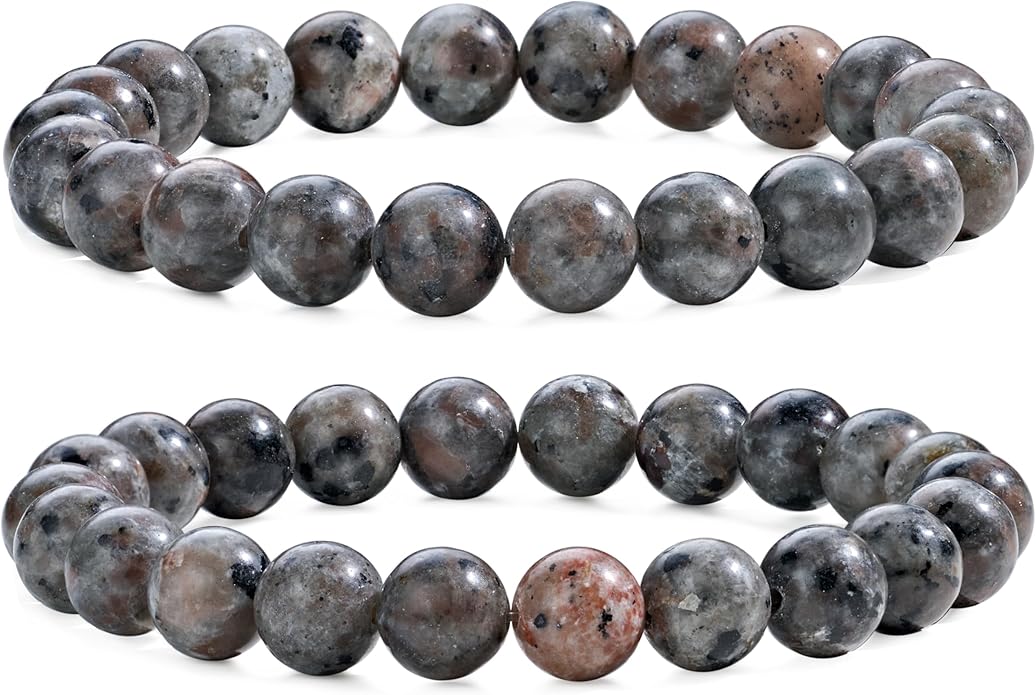 Bivei Natural Gemstone Semi Precious Healing Crystals Handmade Stretchy Round Beads Bracelet, Enhance Positive Energy