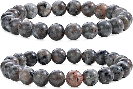 Bivei Natural Gemstone Semi Precious Healing Crystals Handmade Stretchy Round Beads Bracelet, Enhance Positive Energy
