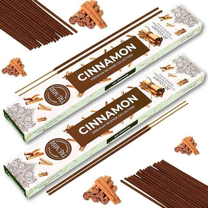 Cinnamon Incense Sticks - Incienso de Canela - Total 120 Insence-Sticks - 6 Packs of 20 Insense - Inciensos - Inscents - Natural Non Toxic Ingredients - Incents - Incence - Inscense