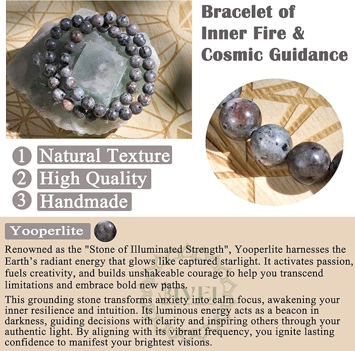 Bivei Natural Gemstone Semi Precious Healing Crystals Handmade Stretchy Round Beads Bracelet, Enhance Positive Energy