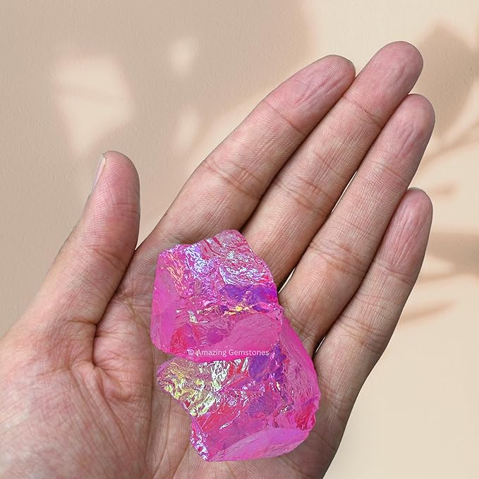 Amazing Gemstone 2 Pieces Rose Aura Quartz Raw Crystals and Healing Stones, Natural Rocks for Meditation and DIY Raw Stones and Crystals