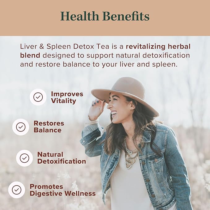 Jade Tea - Organic Liver Detox Tea & Spleen Detox Tea - Organic Dandelion Root, Burdock Root, Ginger Root & Orange Peel - Supports Liver, Gallbladder & and Spleen Health - Cinnamon Spice - Made in USA