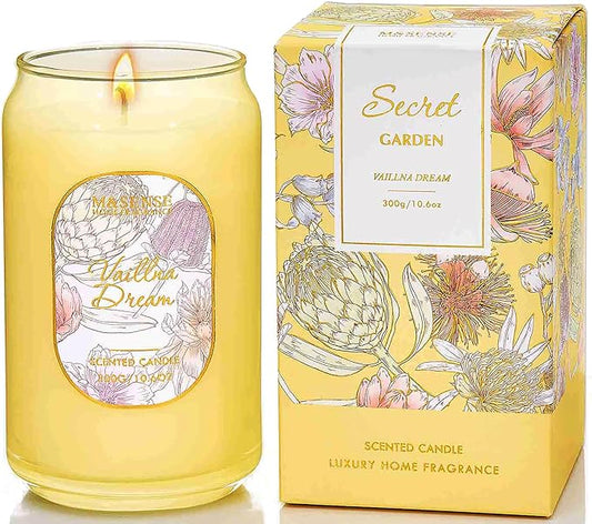M&SENSE Vaillna Candles for Home Scented, 10.6 Oz Soy Wax Candles Non Toxic Jar Candle Up to 60 Hours Long Burning Home Fragrance Gift for Stress Relief, Meditation, Yoga
