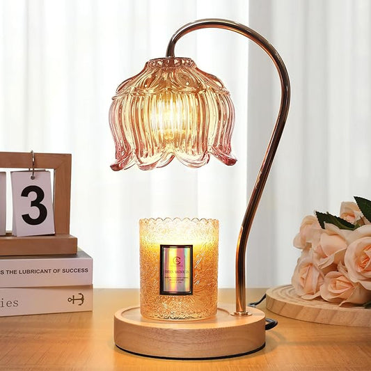 Flower Candle Warmer Lamp with Timer - Dimmable Electric Candle Warmer for All Jar Scented Candles - Mother's Day Gift Home Decor for Women
