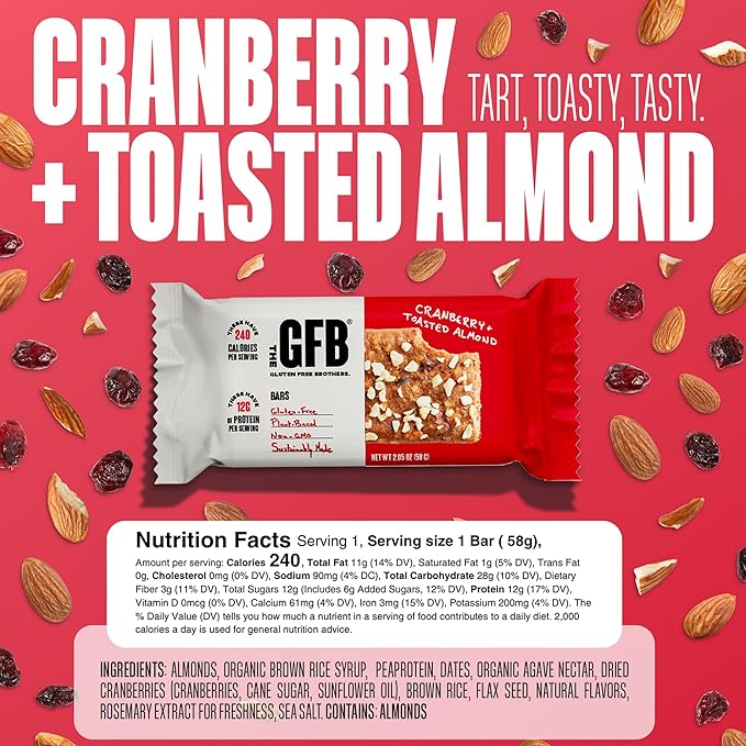 The GFB Variety Pack Protein Bars - Gluten Free, Plant Based, Non GMO, Sustainably Made – Ridiculously Tasty, Healthy, Vegan, Nutrition Snack Protein Bars, 2.05 oz (10 Count)