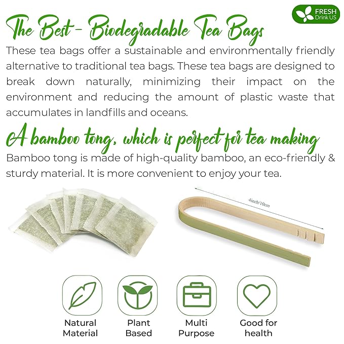 FreshDrinkUS, Premium 135 Guava Leaf Tea Bags, Handmade, From Great Origin, 100% Natural and Pure. Guava Tea, Loose Leaf Herbal Tea. No Sugar/Caffeine/Gluten, Vegan.