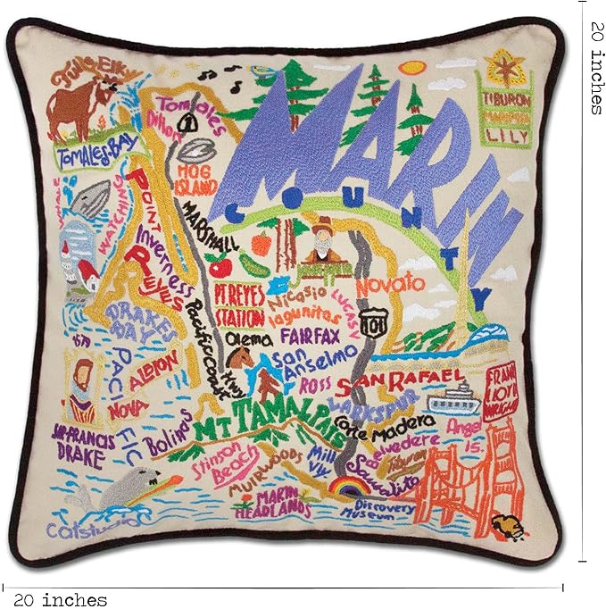 Catstudio Marin County Embroidered Decorative Throw Pillow