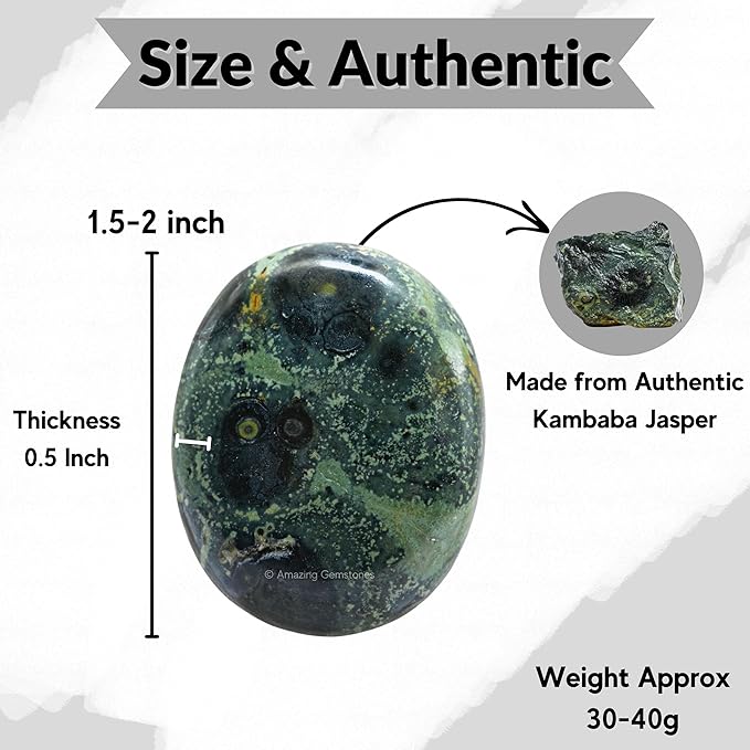 Amazing Gemstone Kambaba Jasper Crystals and Healing Stones - Large Palm Stone Crystals Piedra - Crystal for Good Luck, Balanced Positive Energy, Meditation - Unique Stocking Stuffers, Gifts for Women