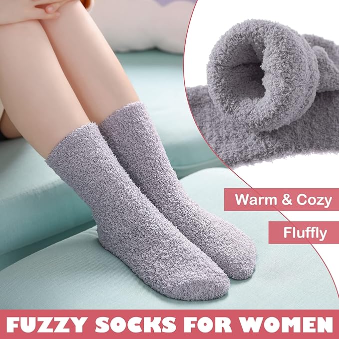 LINEMIN Womens Fuzzy Socks Cozy Fluffy Winter Warm Slipper Socks Microfiber Soft Home Sleeping Socks