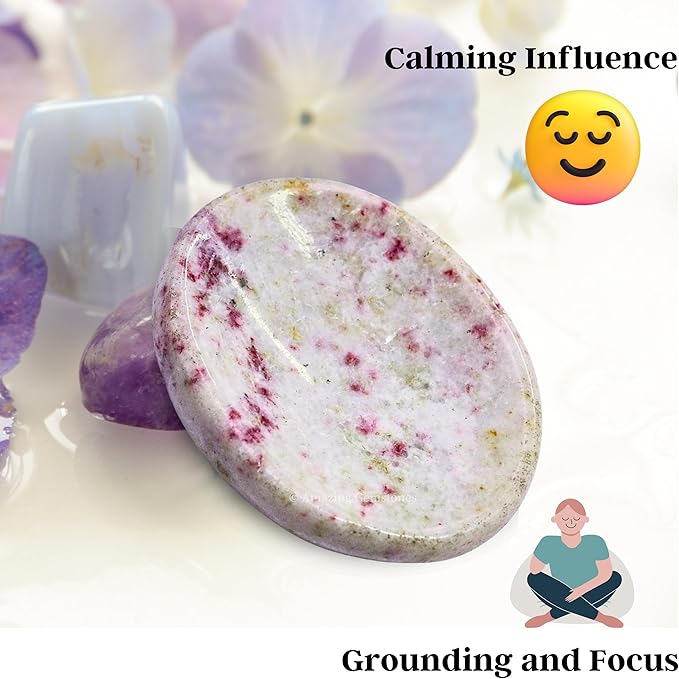 Amazing Gemstone Cinnabarite Worry Stone Crystals and Healing Stones - Worry Stones for Stress Relief Gifts - Piedra Crystal Fidget for Meditation - Unique Stocking Stuffers and Birthday Gifts