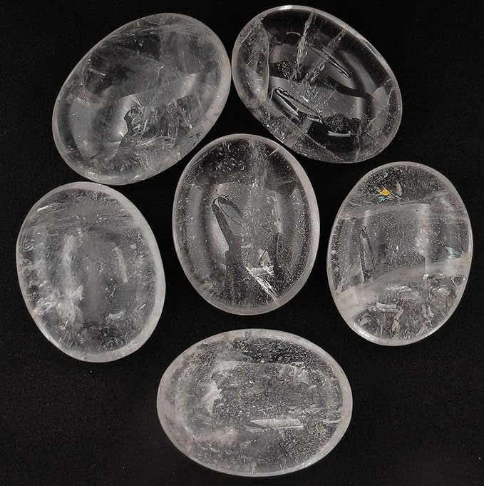 Amazing Gemstone Clear Quartz Crystals and Healing Stones - Large Palm Stone Crystals Piedra - Crystal for Good Luck, Balanced Positive Energy, Meditation - Unique Stocking Stuffers & Birthday Gifts
