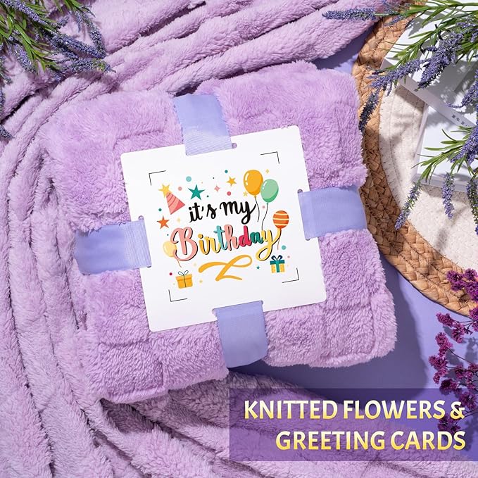 Birthday Gifts for Women, 12pcs Happy Birthday Gift Basket for Women Unique Gifts Set Ideas Relaxing Birthday Box w/ Blanket for Her Mom Best Friends Female Sister Her Friendship(Purple)