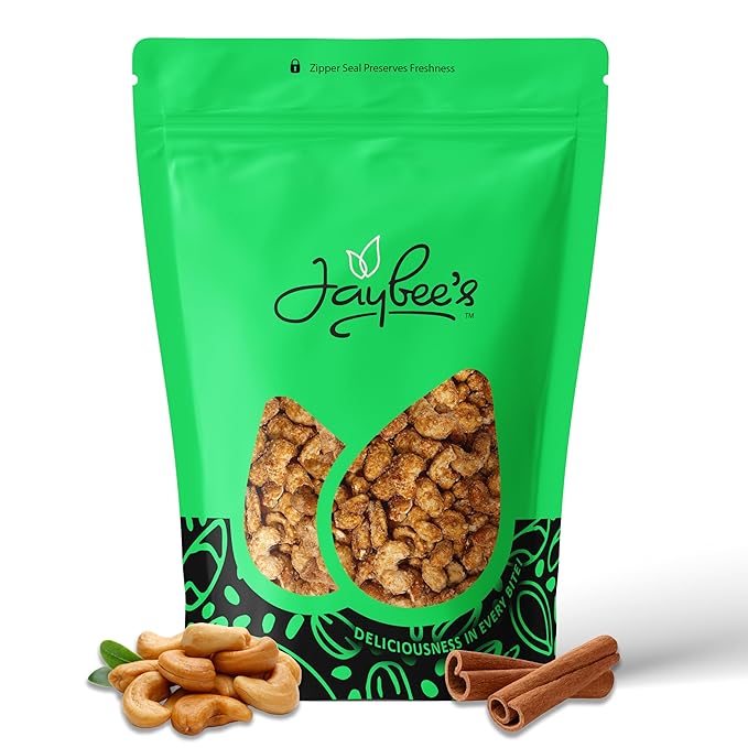 Cinnamon Toffee Cashews 2 Pound Resealable Bag | Kettle Cooked, Flavored Nuts | Sweet & Crunchy Snack | Gourmet Fall & Holiday Treat | Perfect for Gifting, Entertaining, and Baking | Jaybee's