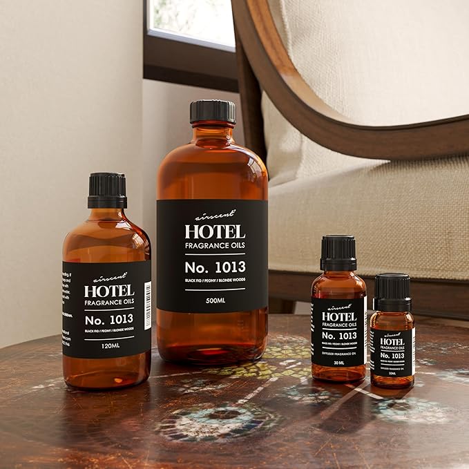 AirScent Hotel Diffuser Oil No. 1013 - Black Fig Peony Blonde Woods - Hotel Scent Dupe - Premium Fragrance Oil for Ultrasonic and Waterless Diffusers and Crafting - 10 mL, .34 fl oz Glass Bottle