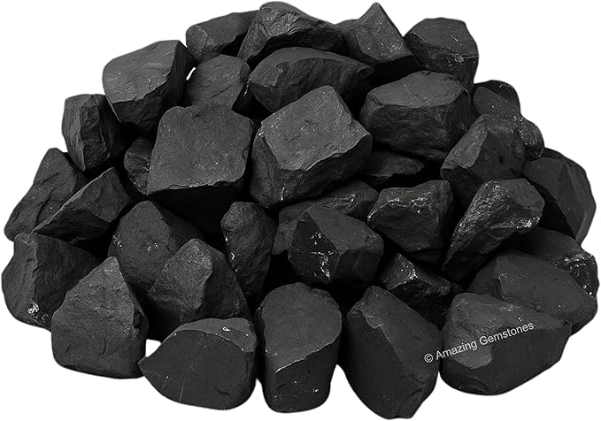 Amazing Gemstone 2 Pieces Shungite Raw Crystals and Healing Stones, Natural Rocks for Tumbling and DIY Raw Stones and Crystals