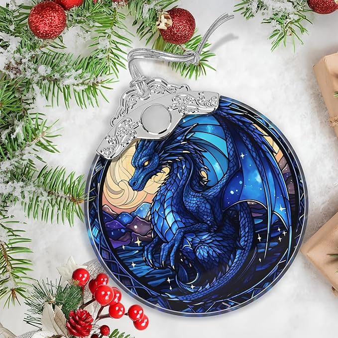 Beautiful Irina Dragon Stained Glass Orament - Christmas Ornament - Christmas Decorations for Tree - Holiday Present ldeas - Gift Exchange