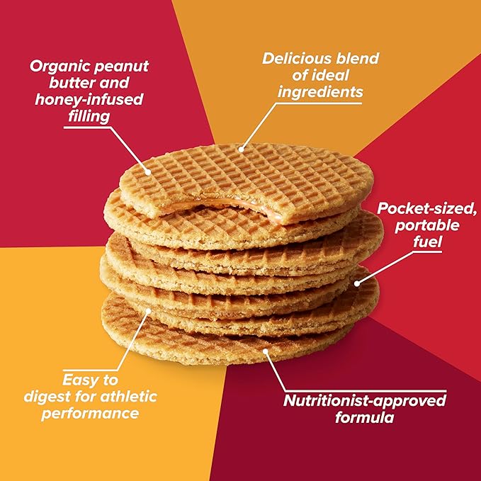 Honey Stinger Organic Peanut Butter Strawberry Waffle, Energy Stroopwafel for Exercise, Endurance and Performance, Sports Nutrition for Home & Gym, Pre & During Workout, 16.96 Ounces (Pack of 16)