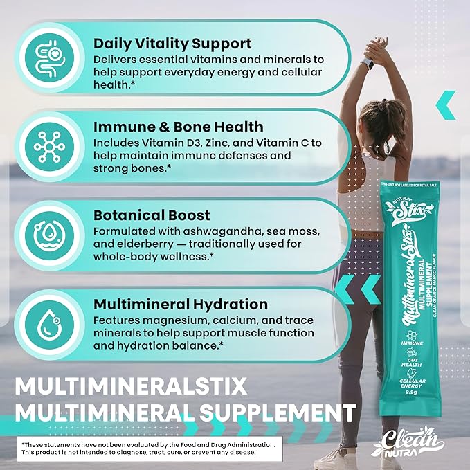 Sea Moss Powder Elderberry Ashwagandha Chlorella Manuka Honey VitaminD3 Vitamin C Zinc Spirulina Iodine Greens Detox Immune Support Sugar Free Hydration Powder Drink Mix – 20 Sticks