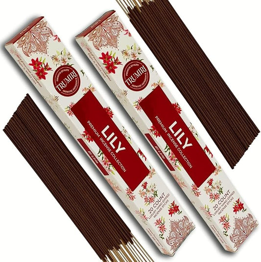 Lily Incense Sticks - Total 40 Insence-Sticks - Dual Pack of 20 Insense - Inciensos - Inscents - Natural Non Toxic Ingredients - Incents - Incence - Inscense - Insents