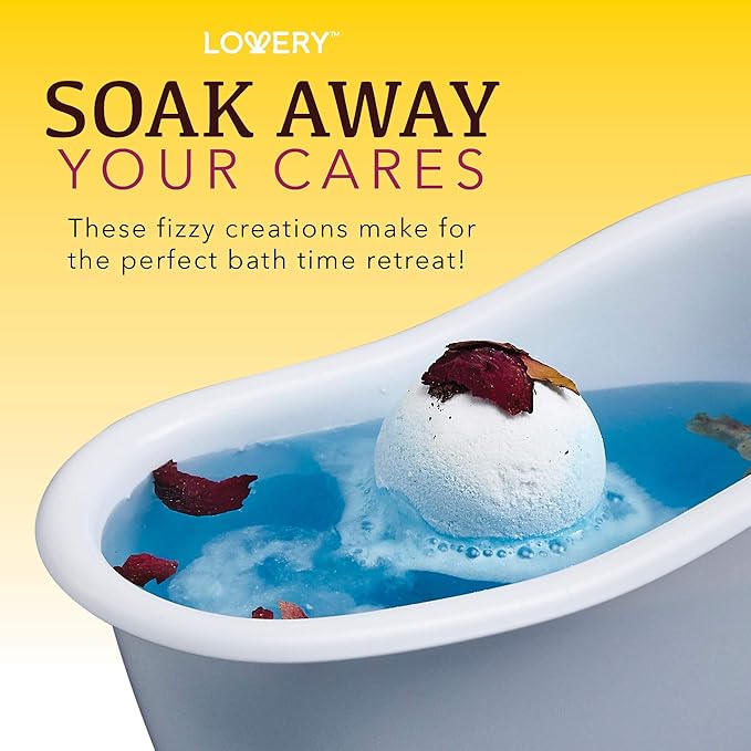 Bath Bomb Self Care Gifts for Women, White Elephant Gifts for Adults,10 Oversized Two Tone Bath Fizzies with Shea & Coco Butter Dry Flower Petals, Rich, Spa Bath Set in Cute Tub