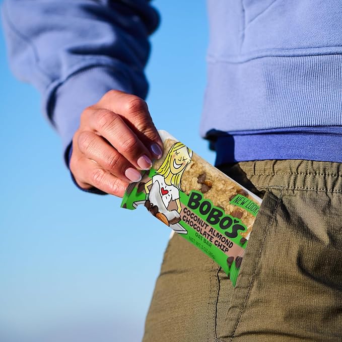 Bobo's Oatmeal Bars, Coconut Almond Chocolate Chip, Gluten Free Vegan Whole Grain Oat Bars, Pack of 12