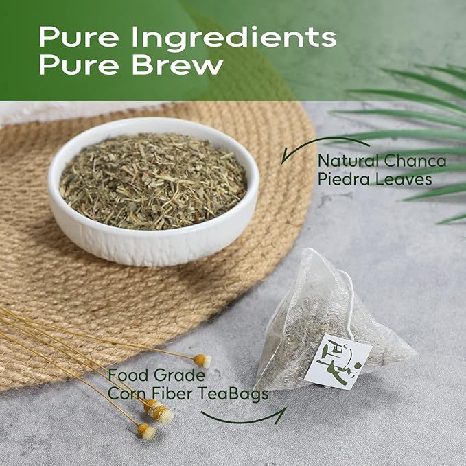 FullChea - Chanca Piedra Tea, 60 Teabags - Premium Chanca Piedra Leaves - Natural Stone Breaker Herbal Tea - Non-GMO - Caffeine-Free - Support Kidney Health