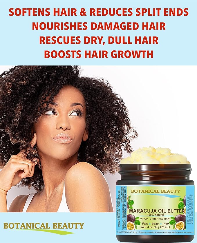 Botanical Beauty MARACUJA OIL BUTTER RAW 100% Pure Natural VIRGIN UNREFINED Cold-Pressed Carrier for Face, Skin, Body, Hair, Lip, Nails. Rich in Vitamin E (8 Fl Oz)