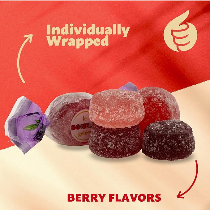 Fida Bonelle Italian Berry Jelly Candy | 1.5 Pound Bag | Vegan & Gluten Free Candy | Individually Wrapped Dye Free Candies | Assorted Flavors | Naturally Flavored