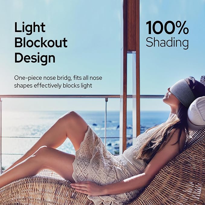 Cotton Sleep Eye Mask for Men Women, 100% Blocking Light Sleeping Mask for Side Sleeper, Soft Zero Pressure Cooling Blackout Eye Masks for Sleep, Eye Covers for Sleeping fits All Heads Adjustable