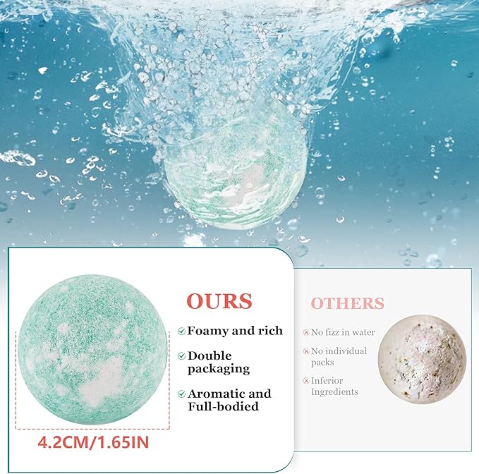 Bath Bombs for Women Gift Set, 50 Pcs Natural Organic Bubble Bathbombs with 10 Rich Scents, Handmade Bubble Bath & Fizzy, for Bubble Bath Spa, Christmas, Birthday, Valentine's, Present Giving