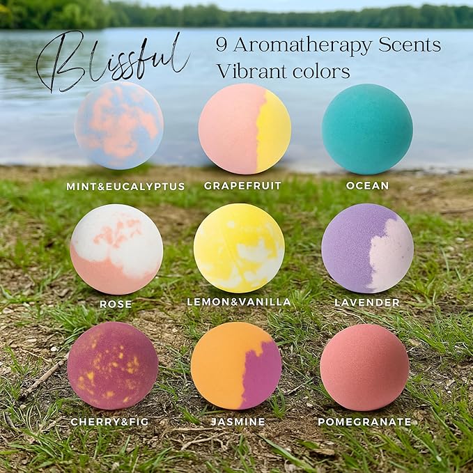 EvolutionUSA Refresh Bath Bombs for Women, 9 Lush Bath Bombs Mini Sized, Luxurious Womens Gift for Mother's Day, Easter, Birthday or Self Care, Relaxing Bathbombs Kids & Womens, Bath Fun